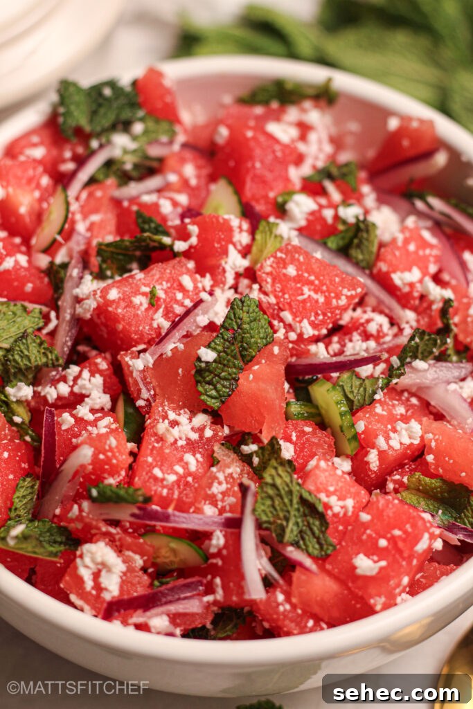 Watermelon Salad with Feta Cucumber and Mint 4 Watermelon Salad