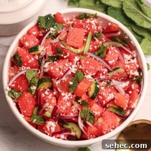 Watermelon Salad with Feta Cucumber and Mint 5 Watermelon Salad