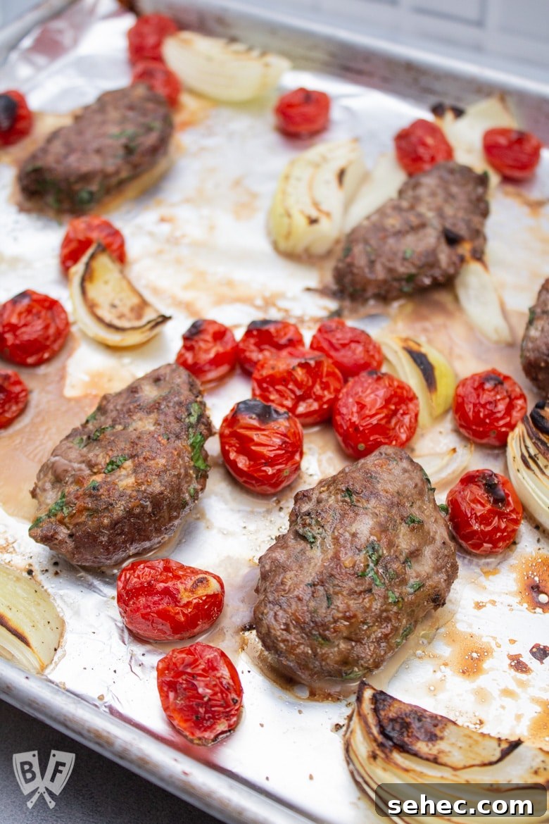 Sheet Pan Chicken Kebabs with Vegetables 6 Overhead view of Broiler Kebab Sheet Pan Meal