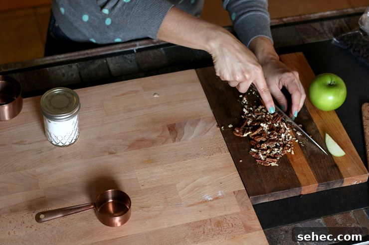 Spiced Apple Oatmeal Brulee Recipe 3 Pecan chopping