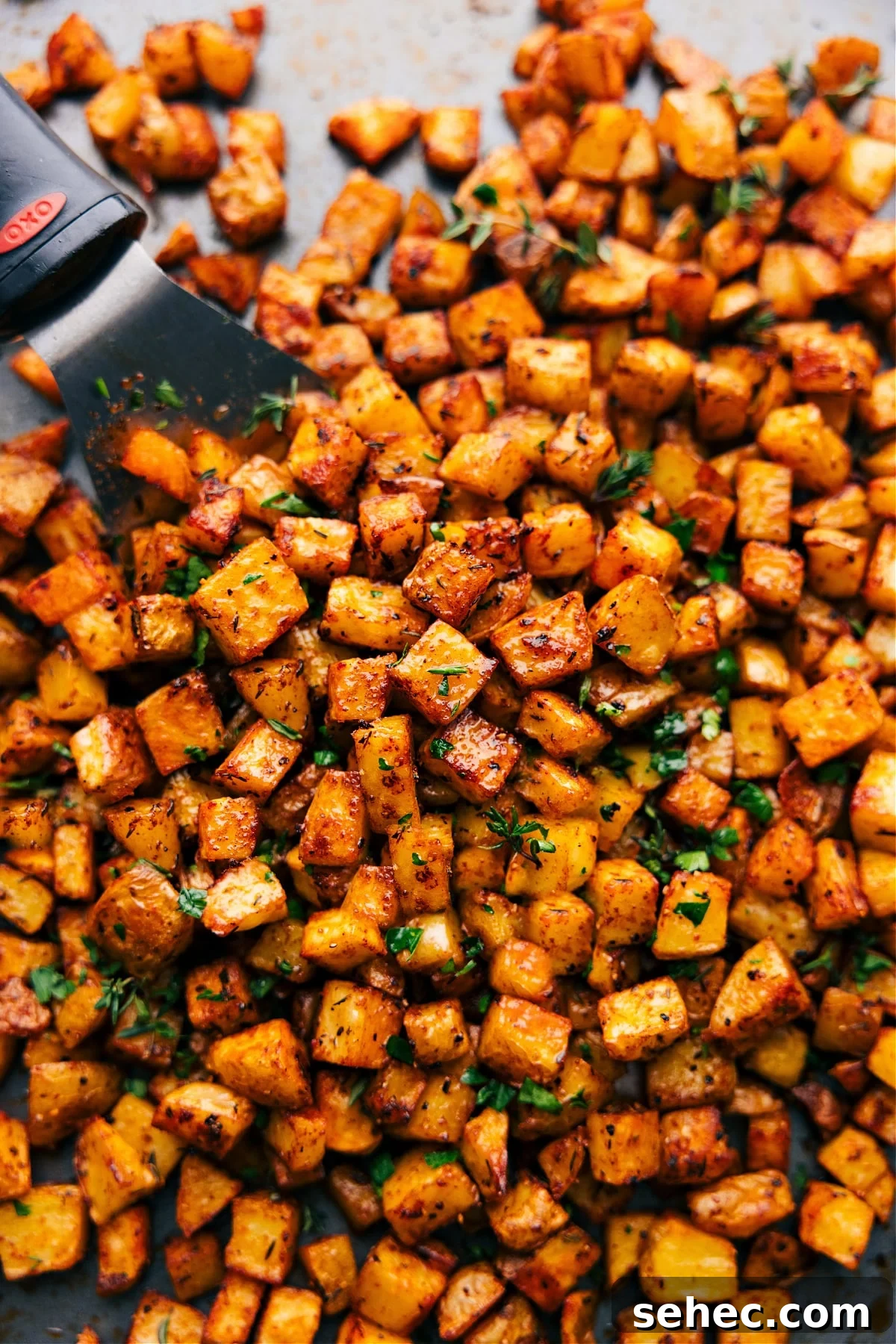 Breakfast Potatoes fresh out of the oven ready to be enjoyed.