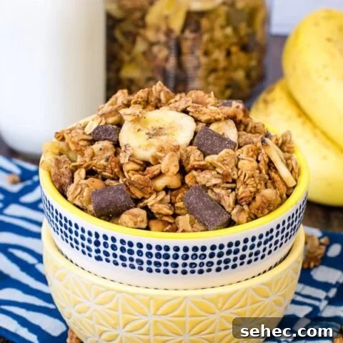 Peanut Butter Banana Chocolate Chunk Granola