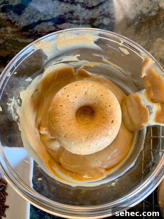 Gluten-Free Peanut Butter Donuts Recipe 9 A donut in peanut butter icing.