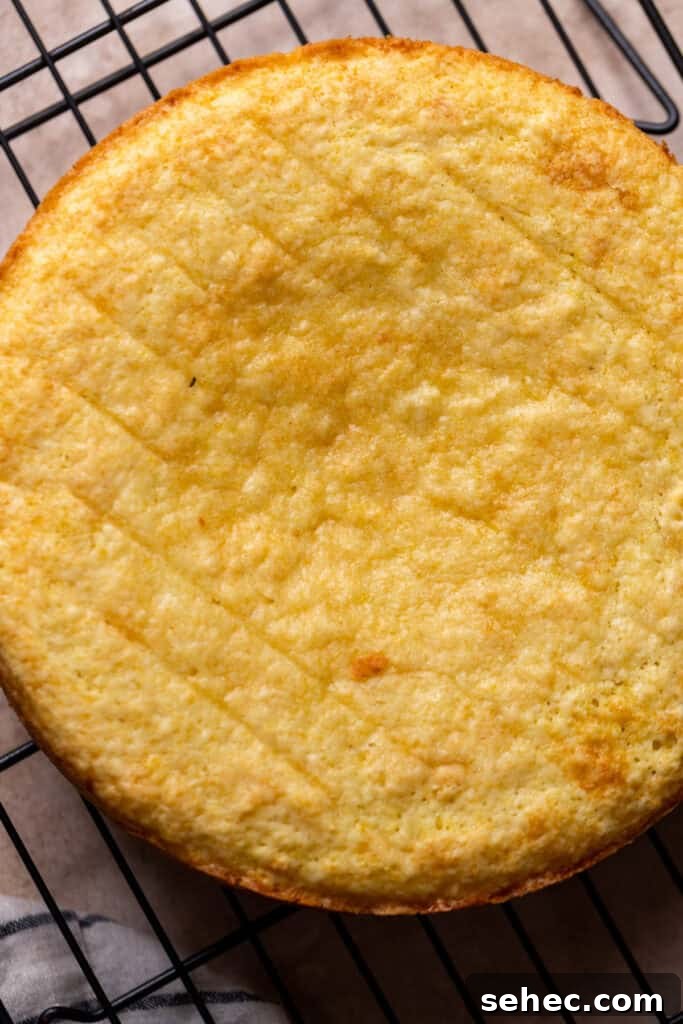 Lemon Curd Cake with a Soft Buttery Crumb 7 Baked cake on a wire rack.