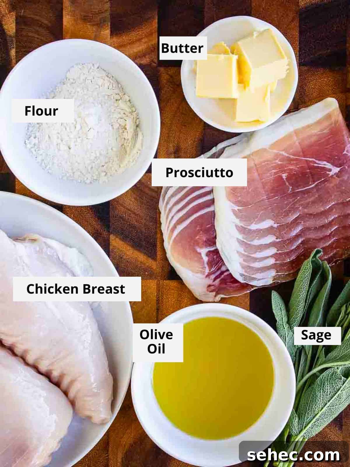 Chicken Saltimbocca with Prosciutto and Sage 3 Ingredients for this recipe as in the recipe card.