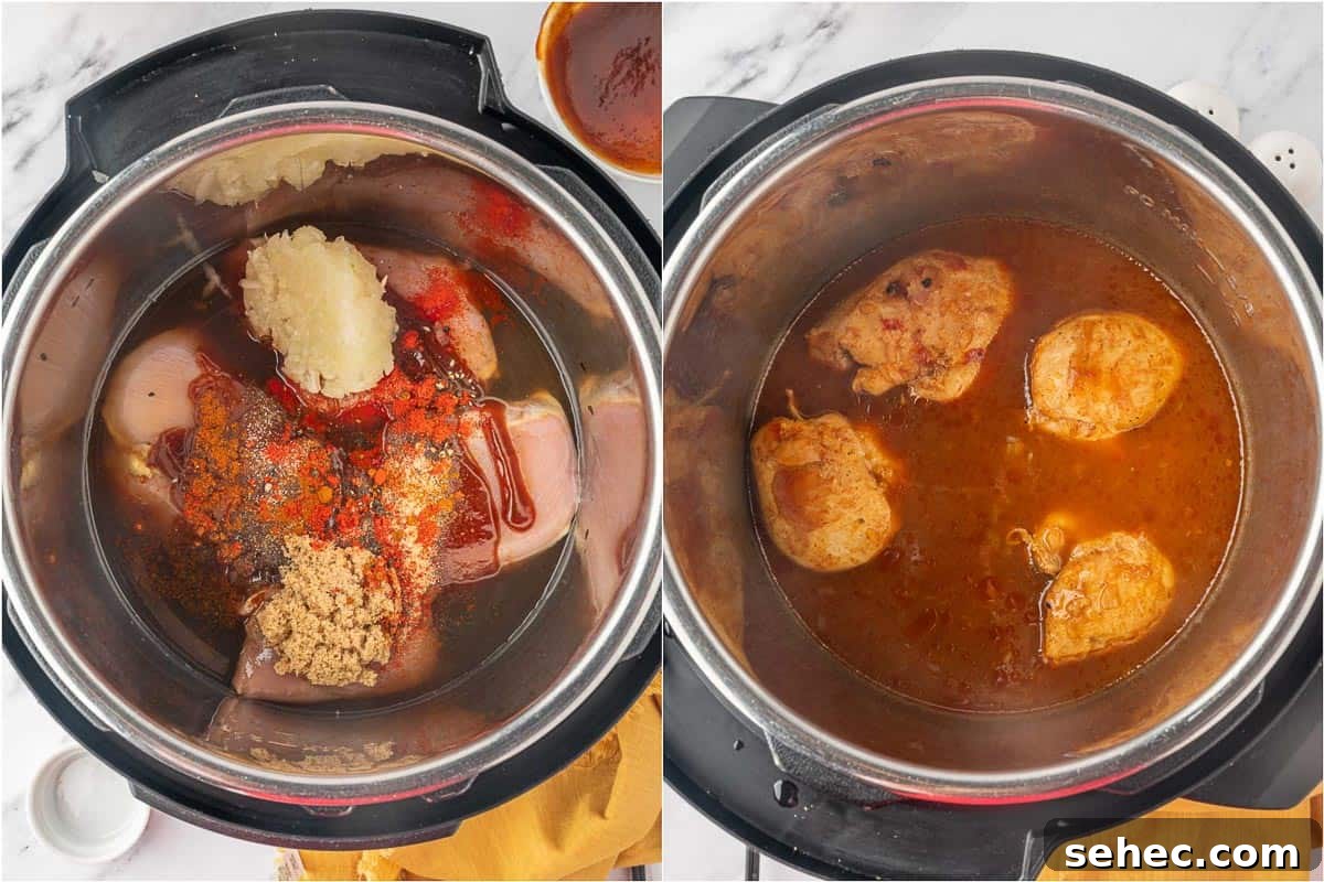 BBQ Pulled Chicken Burger with Smoky Sauce 5 Seasoned chicken thighs before and after cooking.