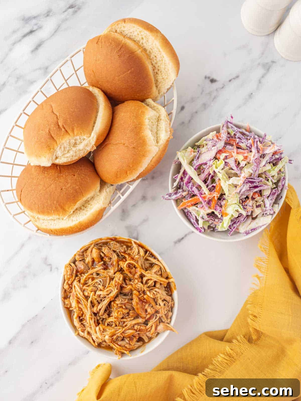 BBQ Pulled Chicken Burger with Smoky Sauce 8 Finished ingredients to build a chicken burger.