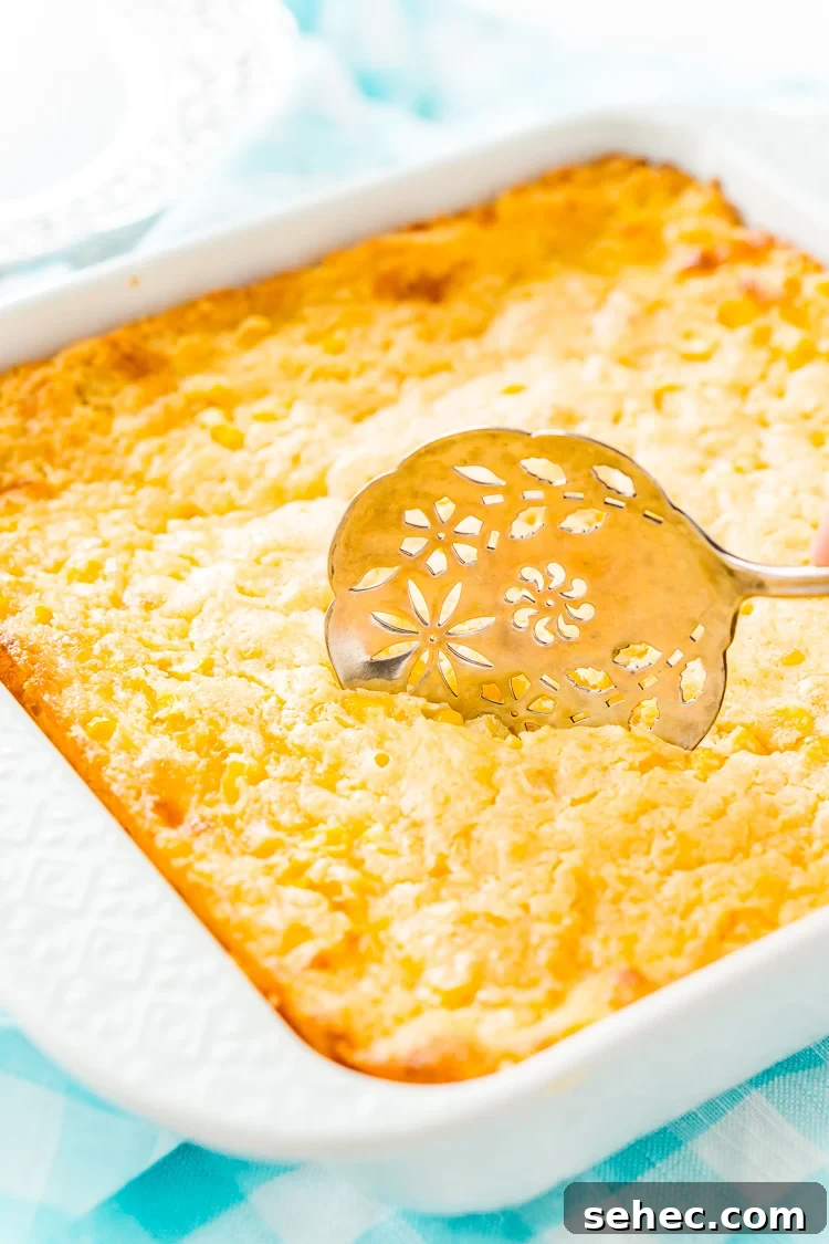 Cheesy Corn Casserole is a family favorite holiday side dish.