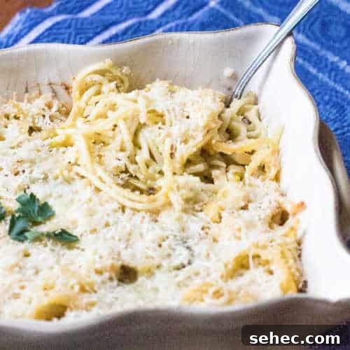 January Vegetarian Meal Plan Week 4 8 A vegetarian tetrazzini made with cauliflower and poblano peppers in a casserole dish.