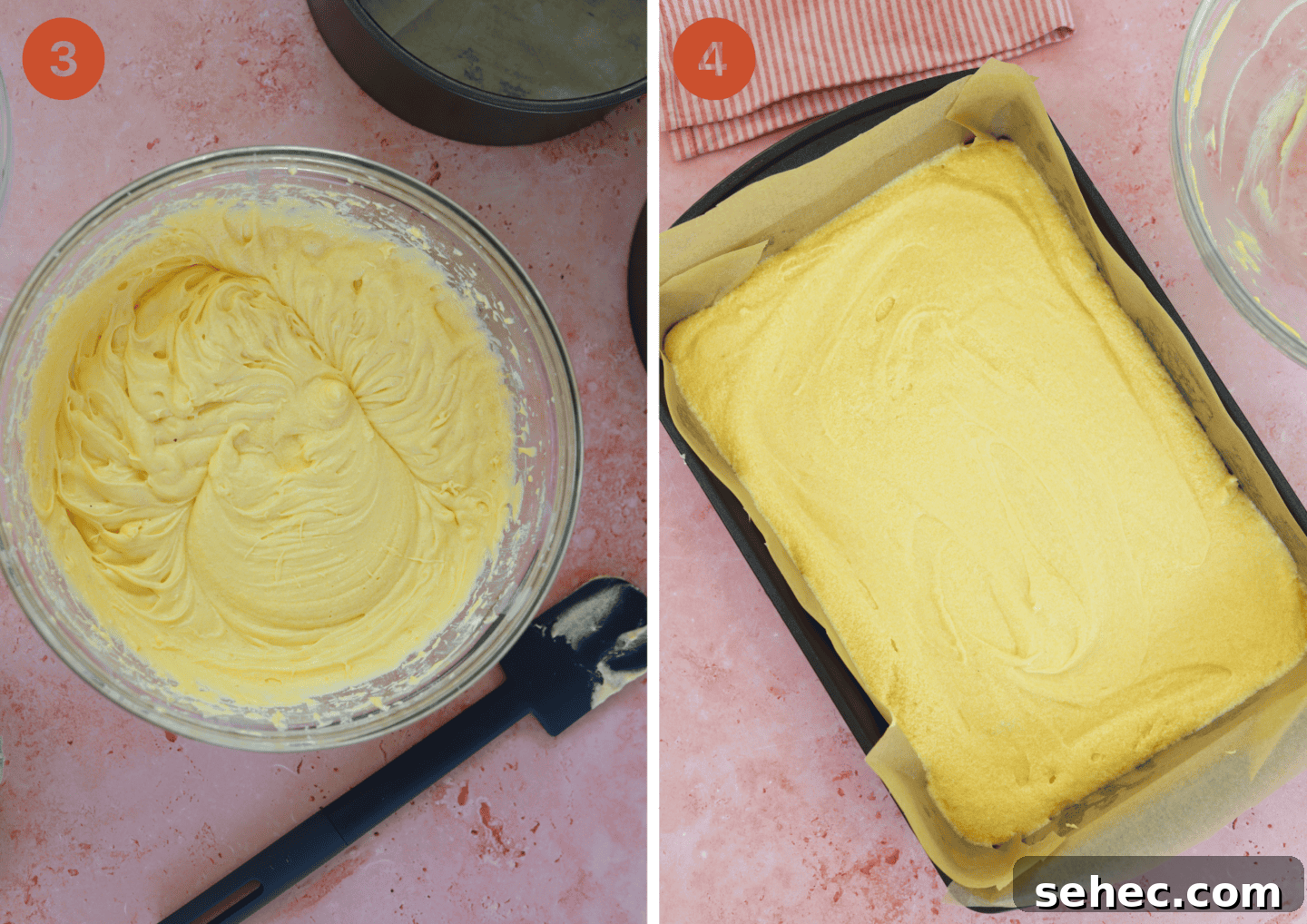 Gluten Free Vanilla Tray Bake Cake 7 beat the vanilla tray bake mixture together and then pour into a lined tin.
