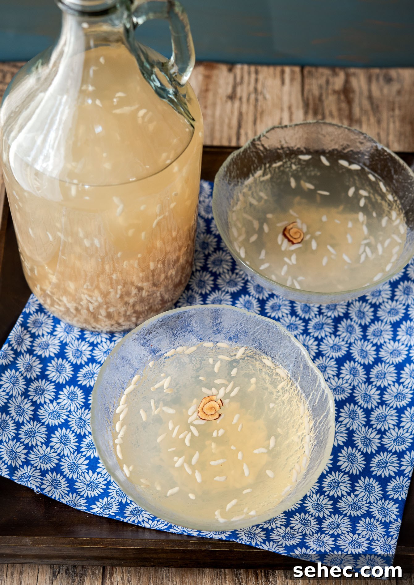 Homemade Sikhye Korean Sweet Rice Drink Recipe 15 Korean sweet rice drink sikhye with jujube flower garnish