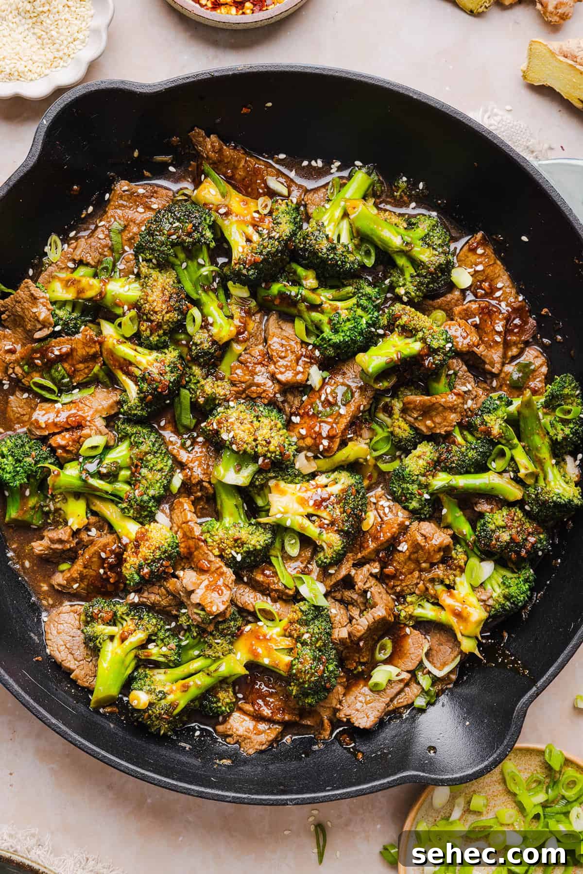 Beef and Broccoli Stir Fry Recipe 2 Healthy Beef and Broccoli with tender flank steak, crisp broccoli, and a savory garlic ginger sauce.