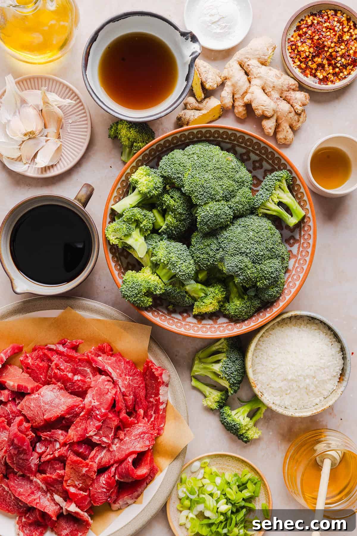 Beef and Broccoli Stir Fry Recipe 3 Healthy Beef and Broccoli served with a glossy garlic ginger sauce.