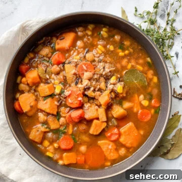 Hearty Wild Rice Soup with Fall Vegetables and Chickpeas 6 Chickpea and wild rice stew