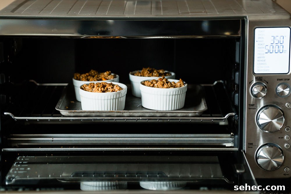 individual peach crumbles in smart oven