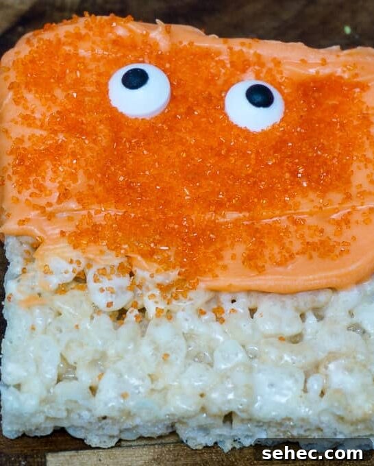Halloween Rice Krispie Treat Monsters Recipe 7 Orange Halloween Rice Krispie Treat Monster