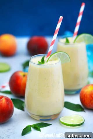 Photo of peach smoothie.