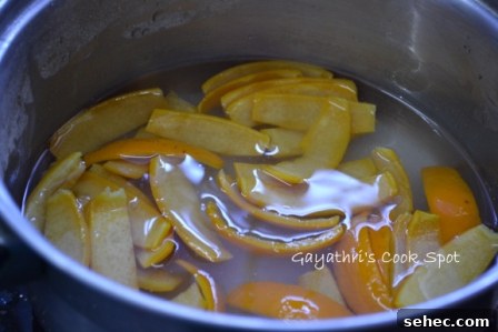 Glossy candied orange peel