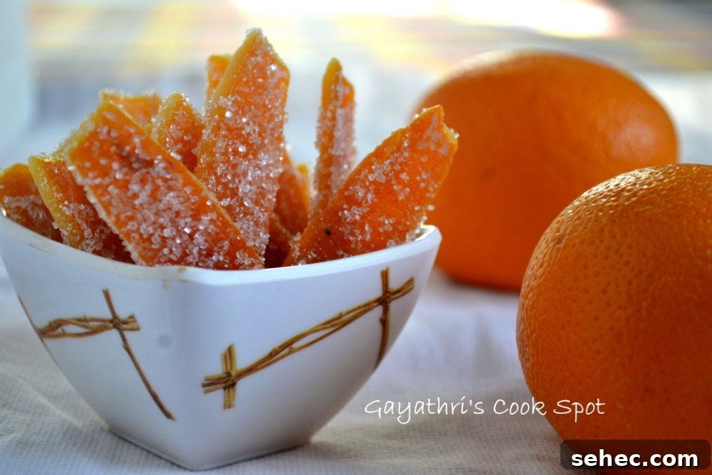Candied orange peel ready to use
