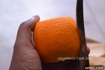 Cut orange peel segments