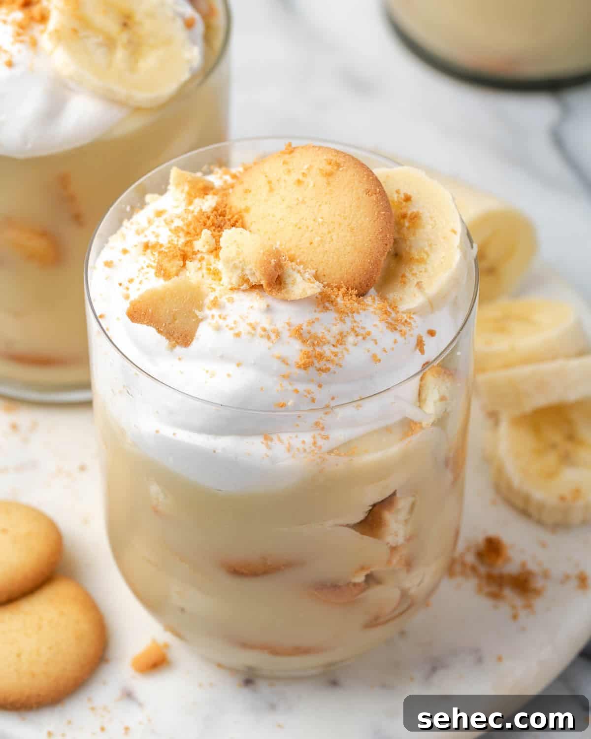 Homemade Banana Pudding Recipe From Scratch 2 An individual gluten free banana pudding made in a serving glass.