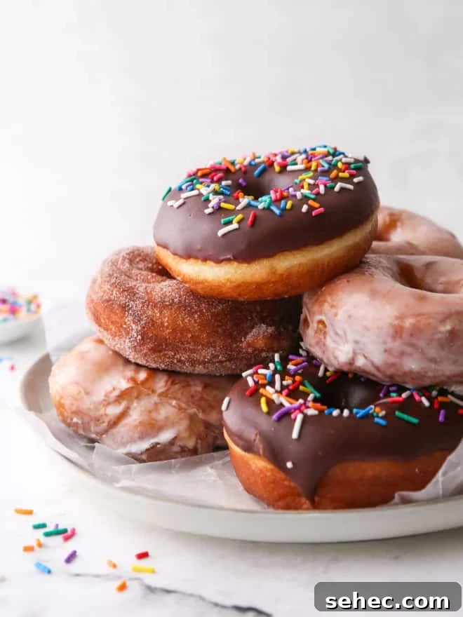 Top 10 Most Popular Recipes of 2022 9 yeast-raised doughnuts stacked on a plate