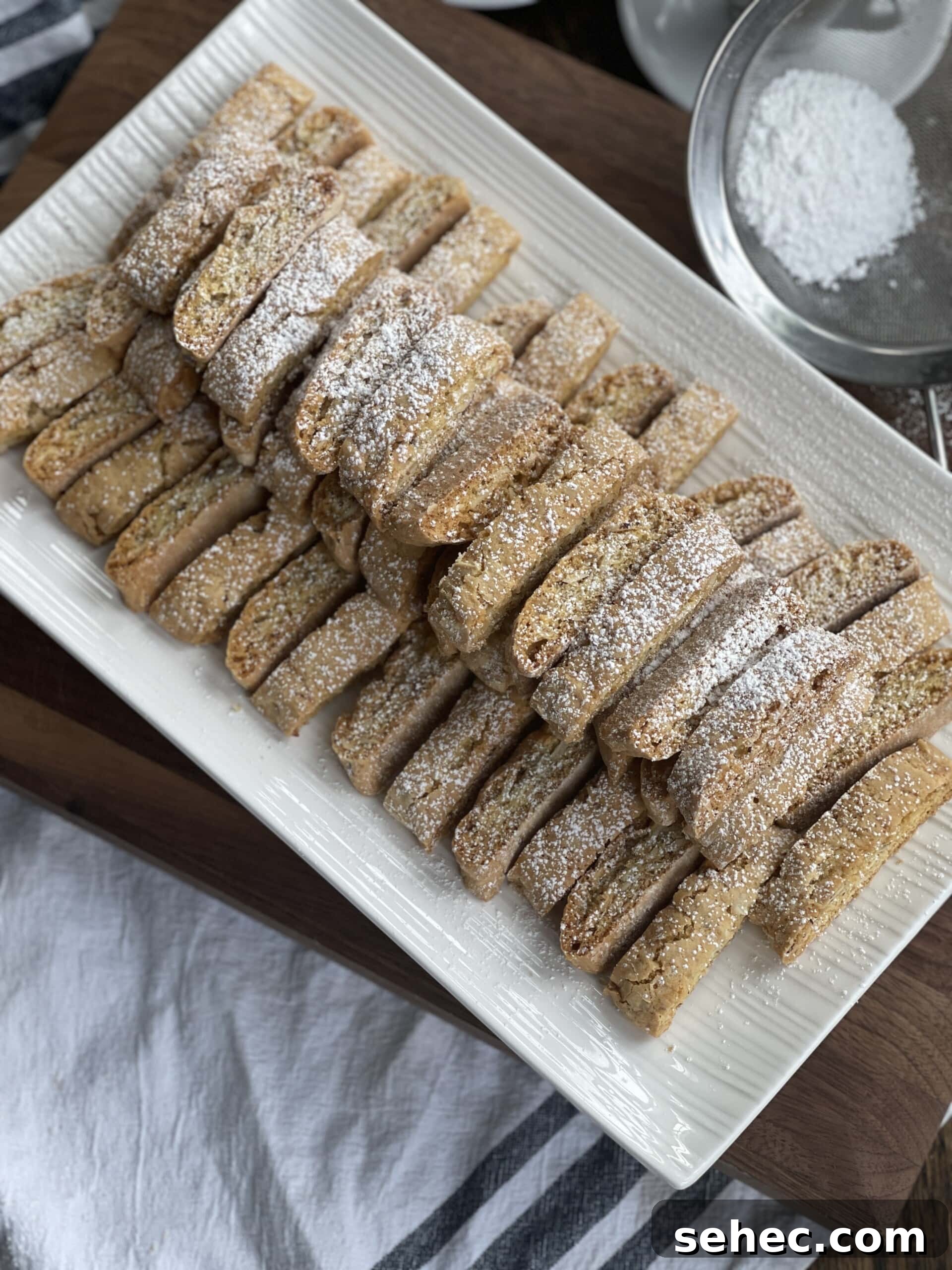 Mom's Almond Biscotti Recipe 23 almond biscotti serving plate