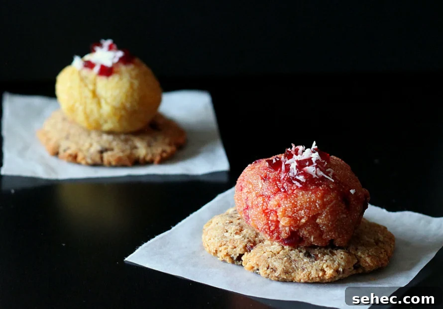 Vegan Gluten Free Mango Beet Halwa Bites with Rice Thins 8 Halwa bites topped with coconut and beet