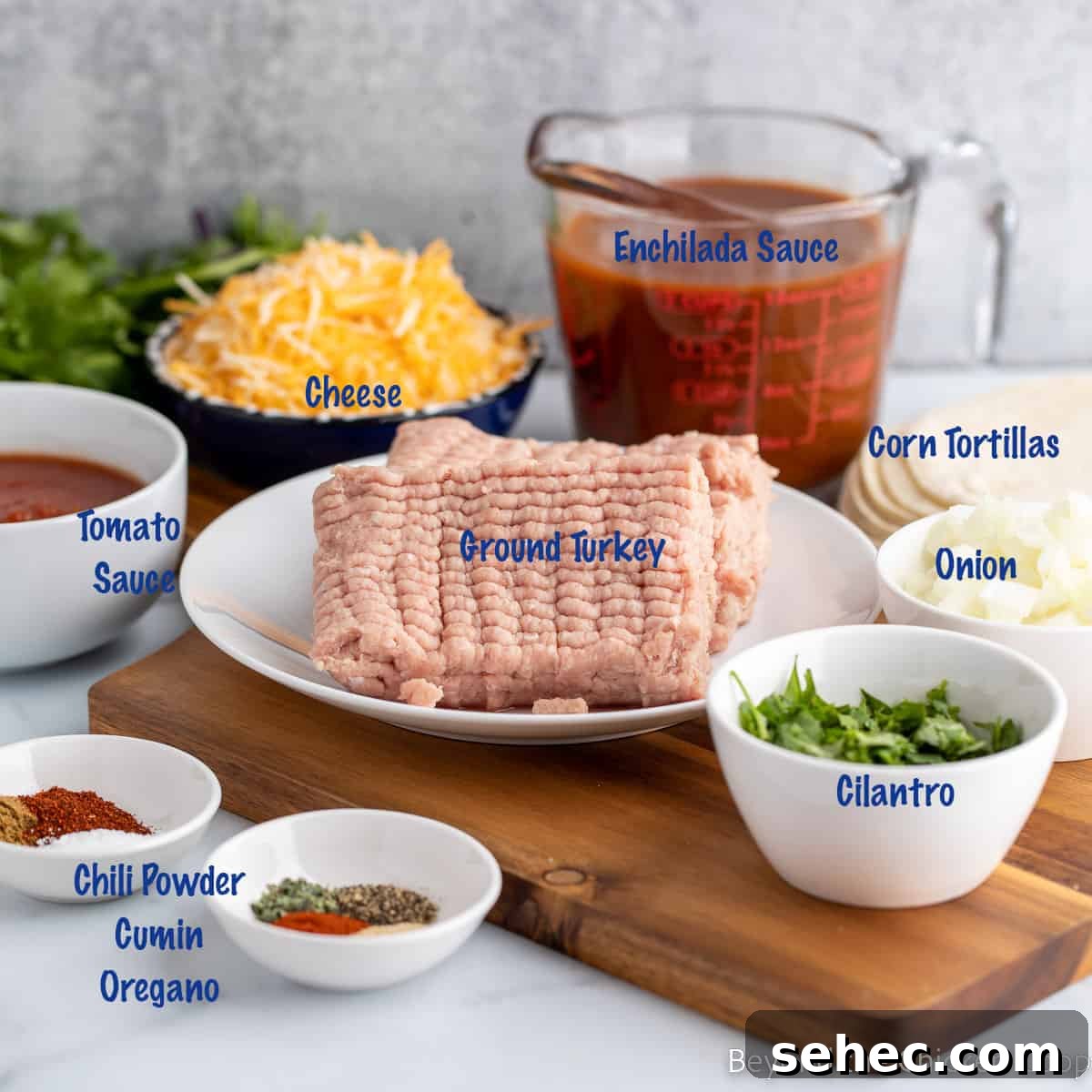 Ground Turkey Enchiladas Recipe 3 Ingredients for making turkey enchiladas.