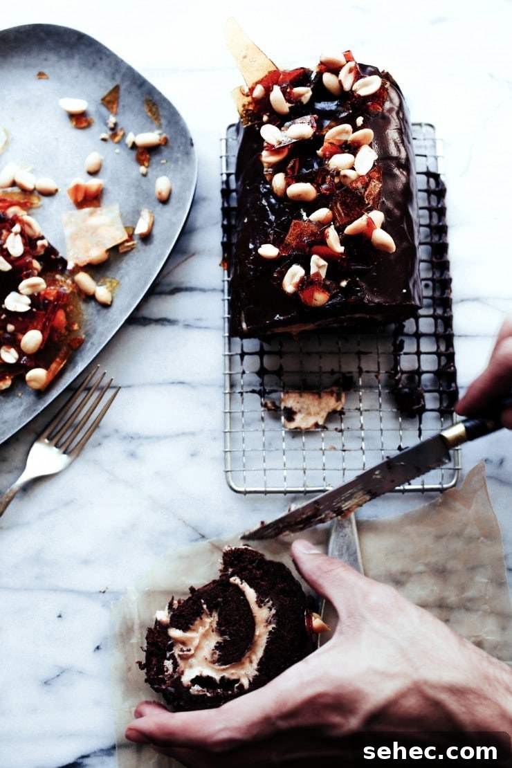 Chocolate Peanut Butter Swiss Roll Cake Recipe 15 Sliced Chocolate Swiss Roll Cake