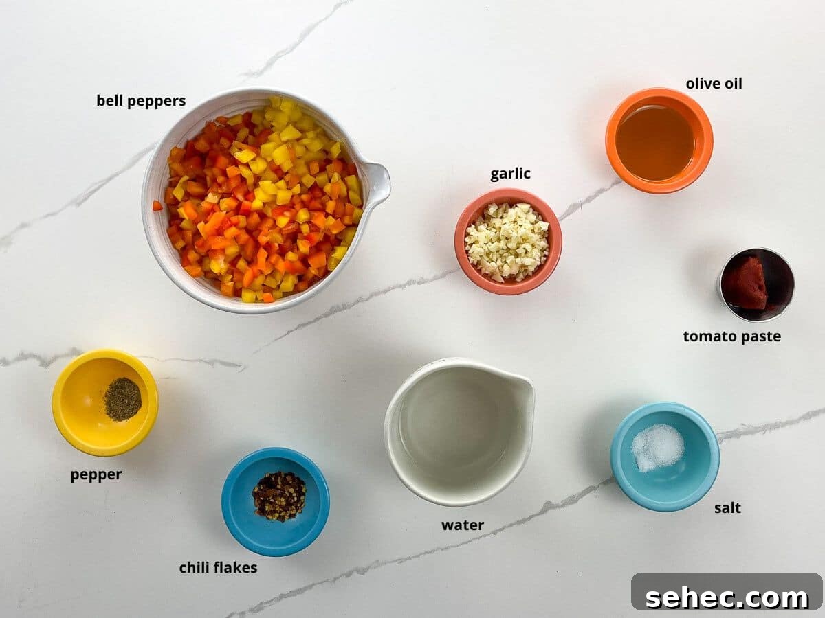 ingredients in bowls