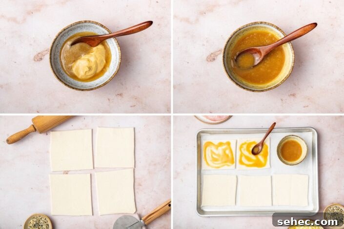 Ham and Cheese Puff Pastry Bundles Recipe 2 Ham and cheese puff pastry preparation