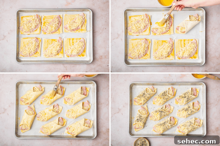 Ham and Cheese Puff Pastry Bundles Recipe 3 Baked ham and cheese puff pastry bundles