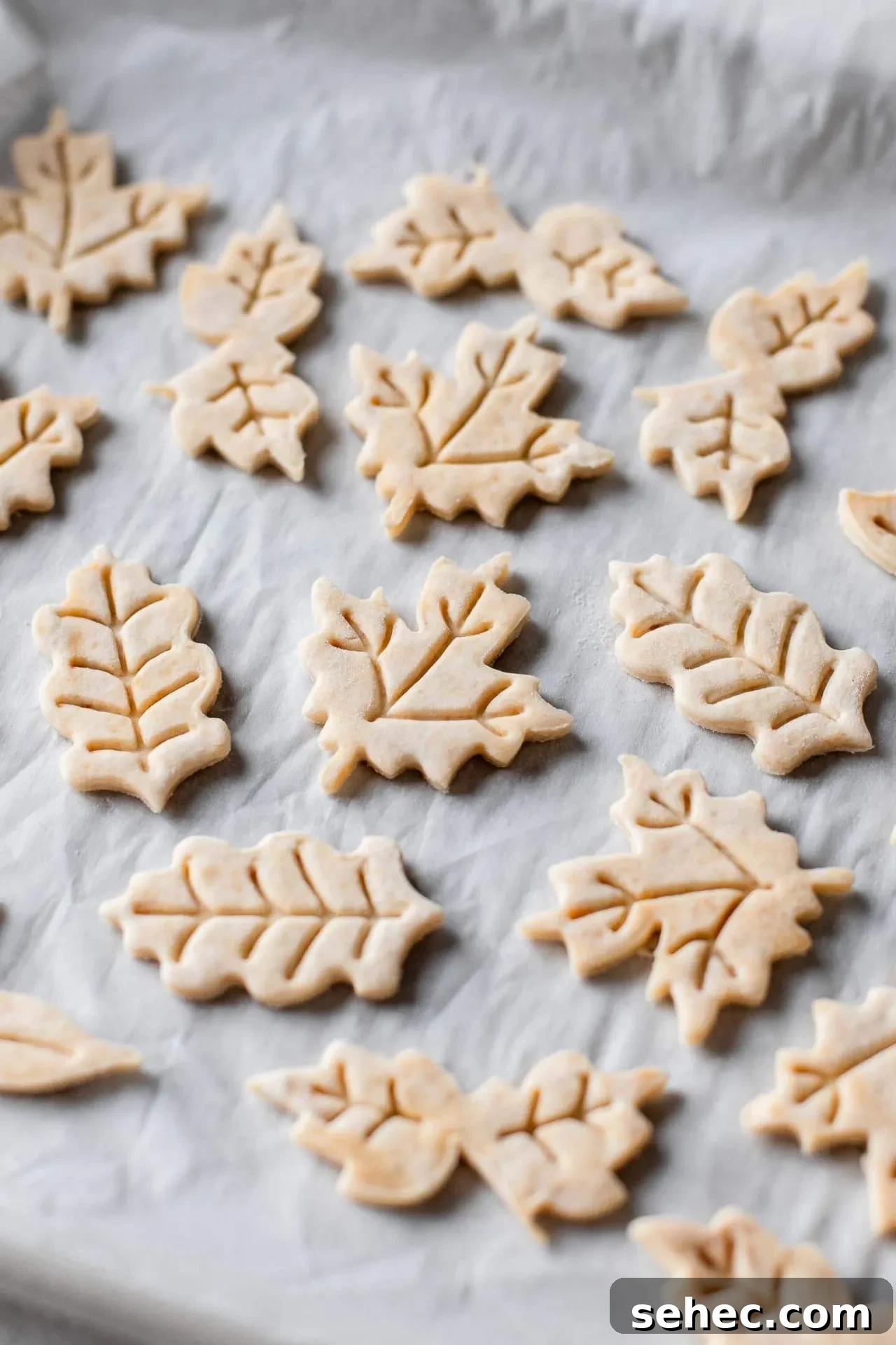 Maple Chai Spice Cupcakes 7 maple cupcakes pie leaf decoration cutouts on parchment lined baking sheet