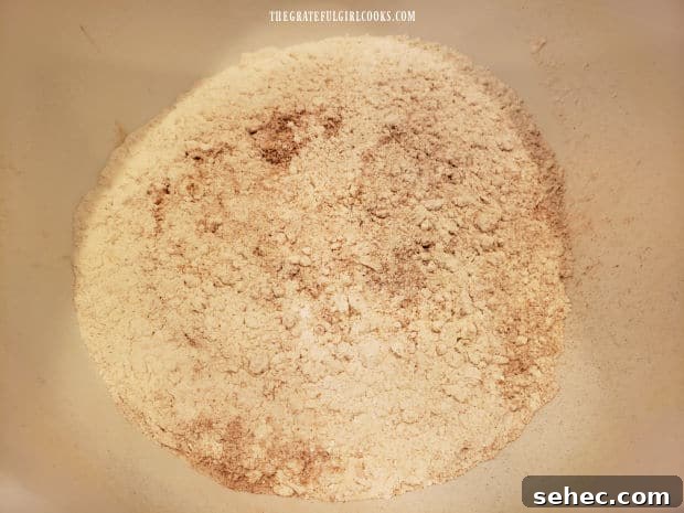 Gingerbread Pancakes In Lemon Sauce The dry ingredients for the gingerbread pancake batter are combined in a large bowl.