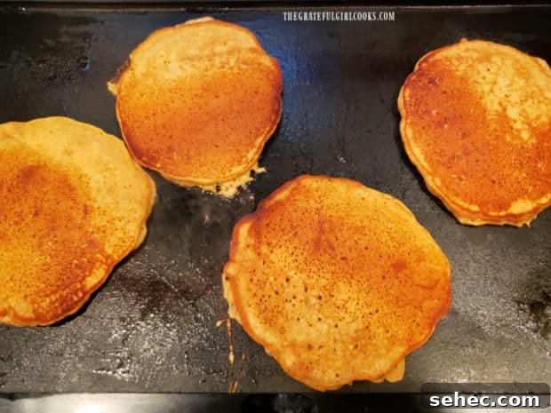 Gingerbread Pancakes In Lemon Sauce Pancakes are cooked until set and browned on both sides.