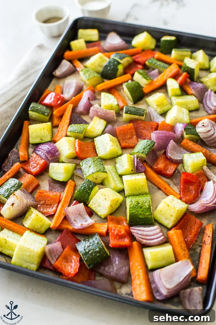 Roasted Vegetable Couscous Recipe 6 A tray of roasted vegetables