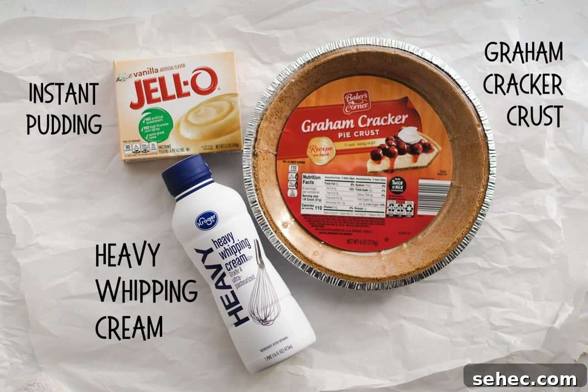 ingredients for vanilla pudding pie
