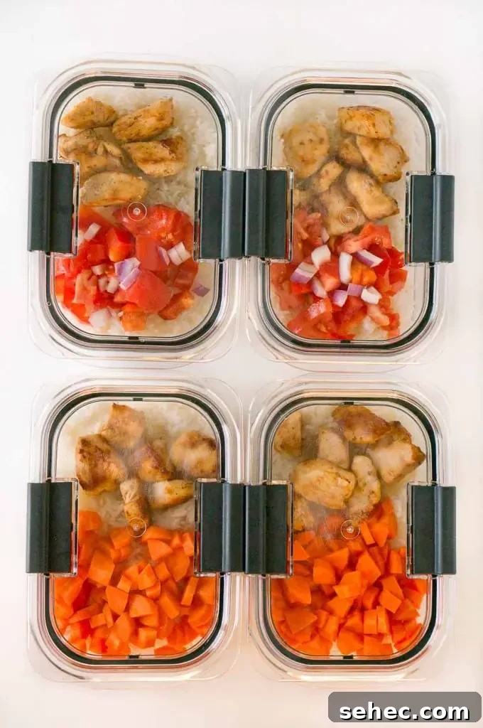 Meal Planning Tips for Busy Weeks and Stress Free Dinners 4 A plastic container filled with meat rice and vegetables