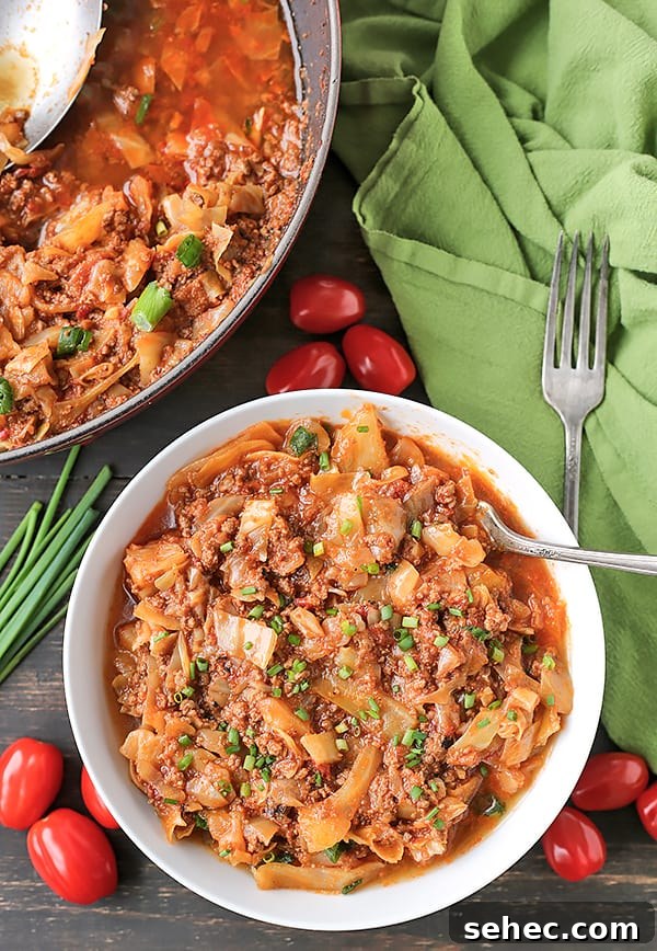 Paleo Whole30 Cabbage Roll Bowl Recipe 3 Healthy cabbage roll bowl made with beef, cabbage, tomatoes, and seasonings