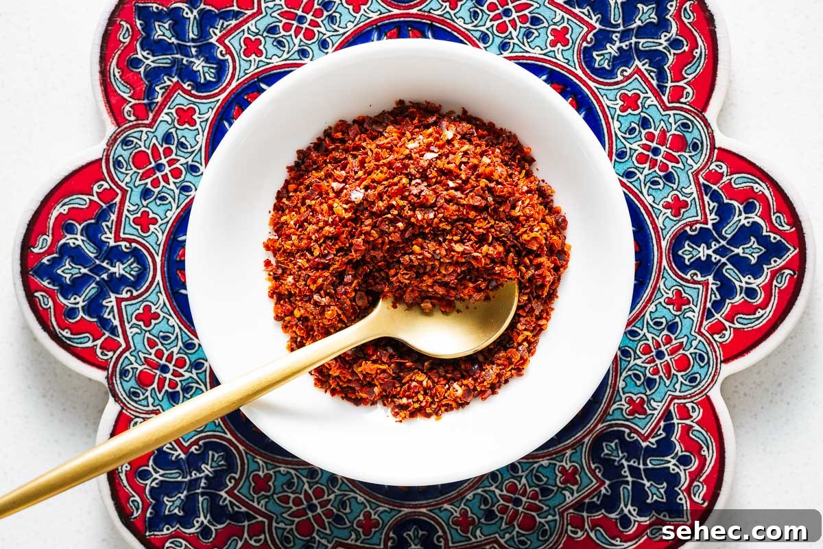 Gochugaru Substitute for Kimchi Stews and More 5 A close-up of the coarse texture of Aleppo pepper flakes.