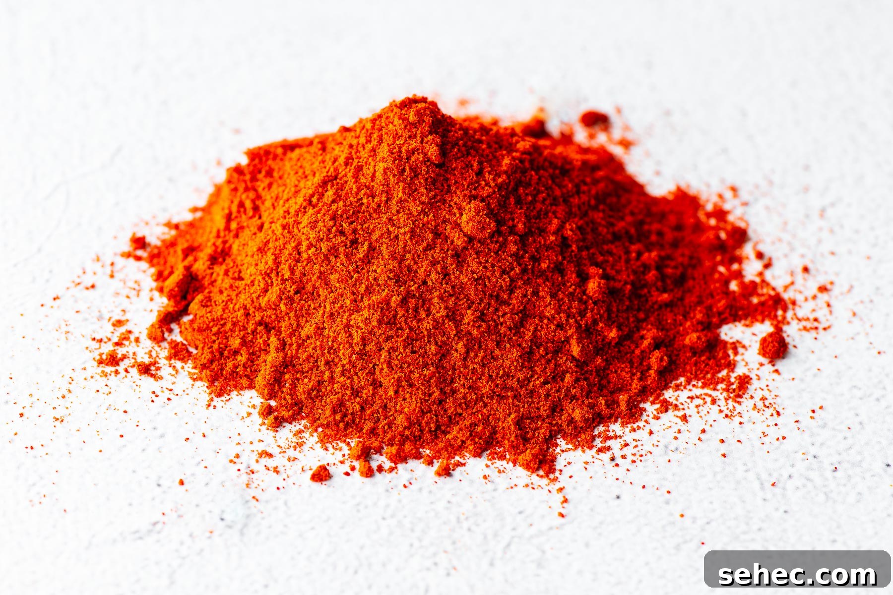 Gochugaru Substitute for Kimchi Stews and More 6 Close-up of Kashmiri chilli powder in a small heap on a concrete background.