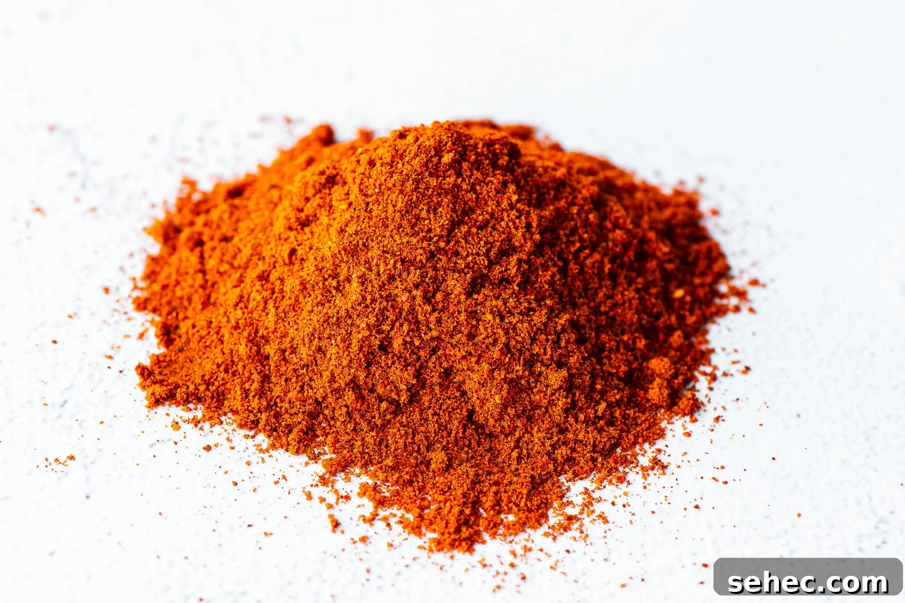 Gochugaru Substitute for Kimchi Stews and More 7 A close-up of paprika powder in a small heap on a concrete background.