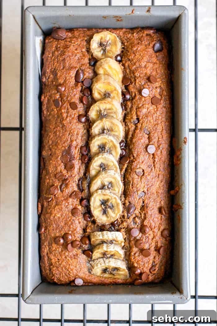 Vegan Gluten-Free Banana Bread Recipe 6 loaf of banana bread in tin