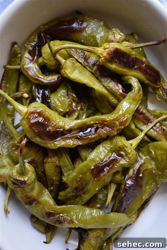 Italian Oven Roasted Green Peppers Recipe 3 close up of oven roasted Italian green peppers