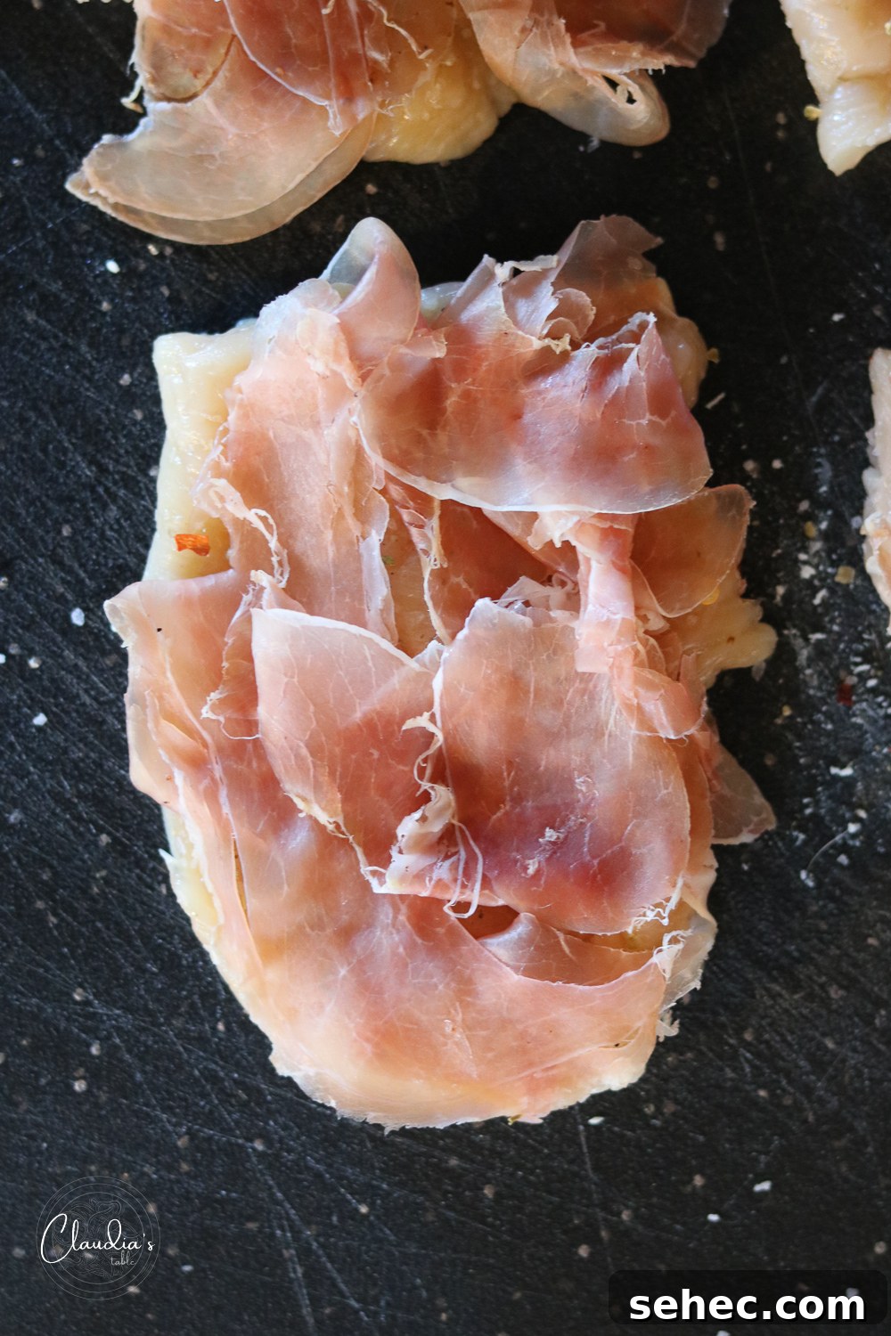 Grilled Chicken Involtini with Prosciutto 6 place prosciutto on chicken