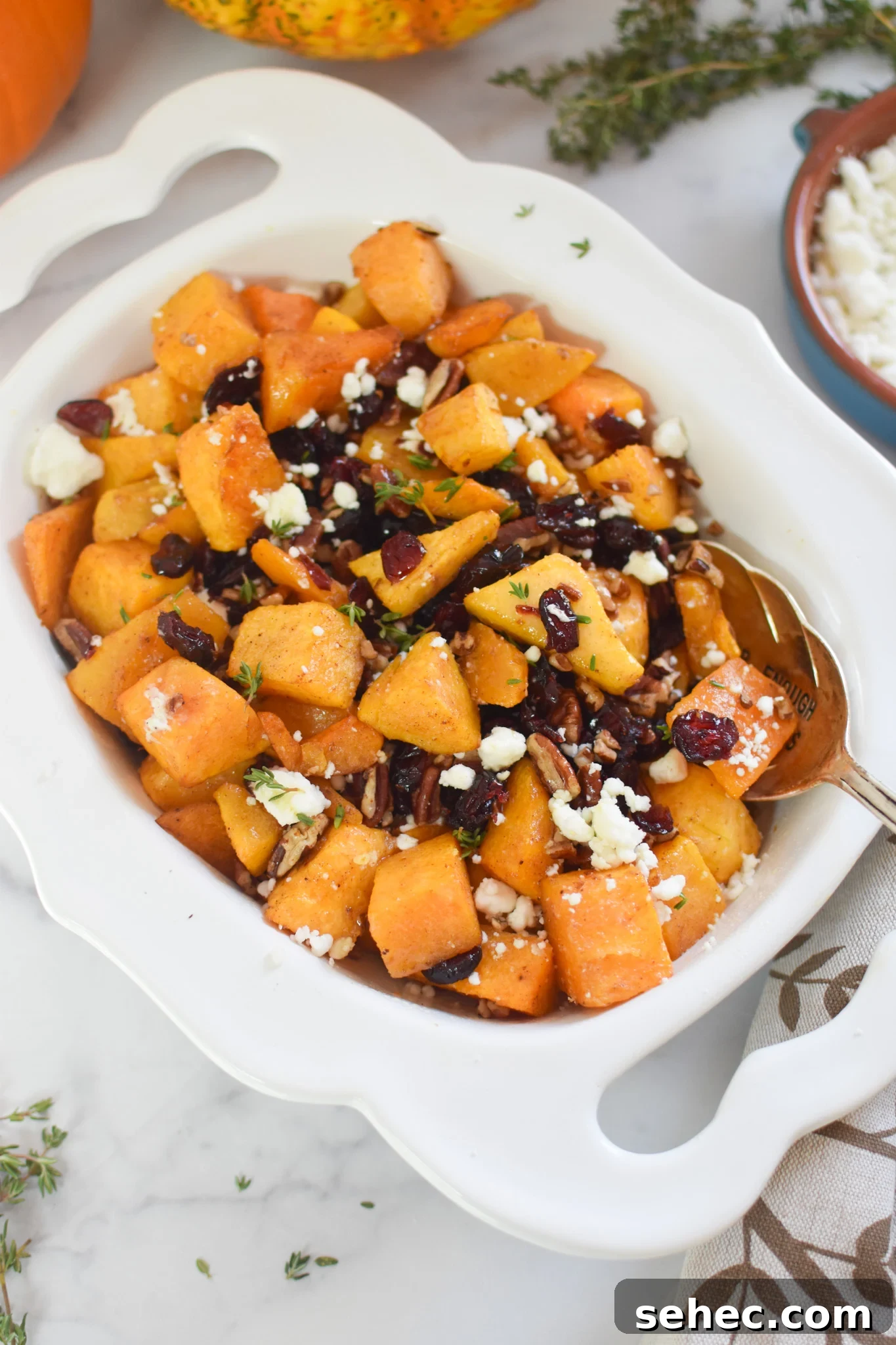 Roasted Butternut Squash with Cranberries Side Dish 7 Roasted Butternut Squash with Cranberries with spoon