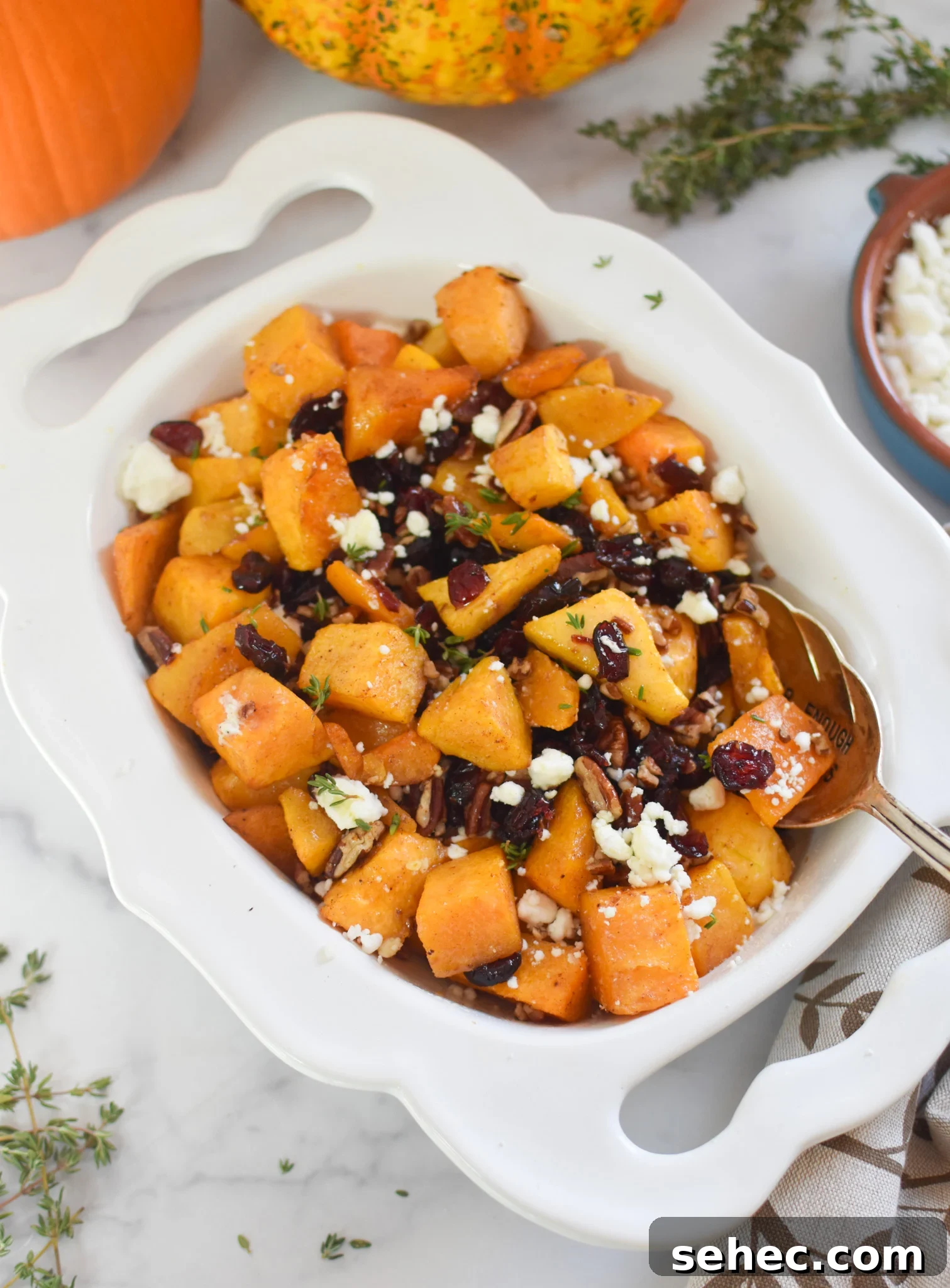 Roasted Butternut Squash with Cranberries Side Dish 9 Roasted Butternut Squash with Cranberries with herbs