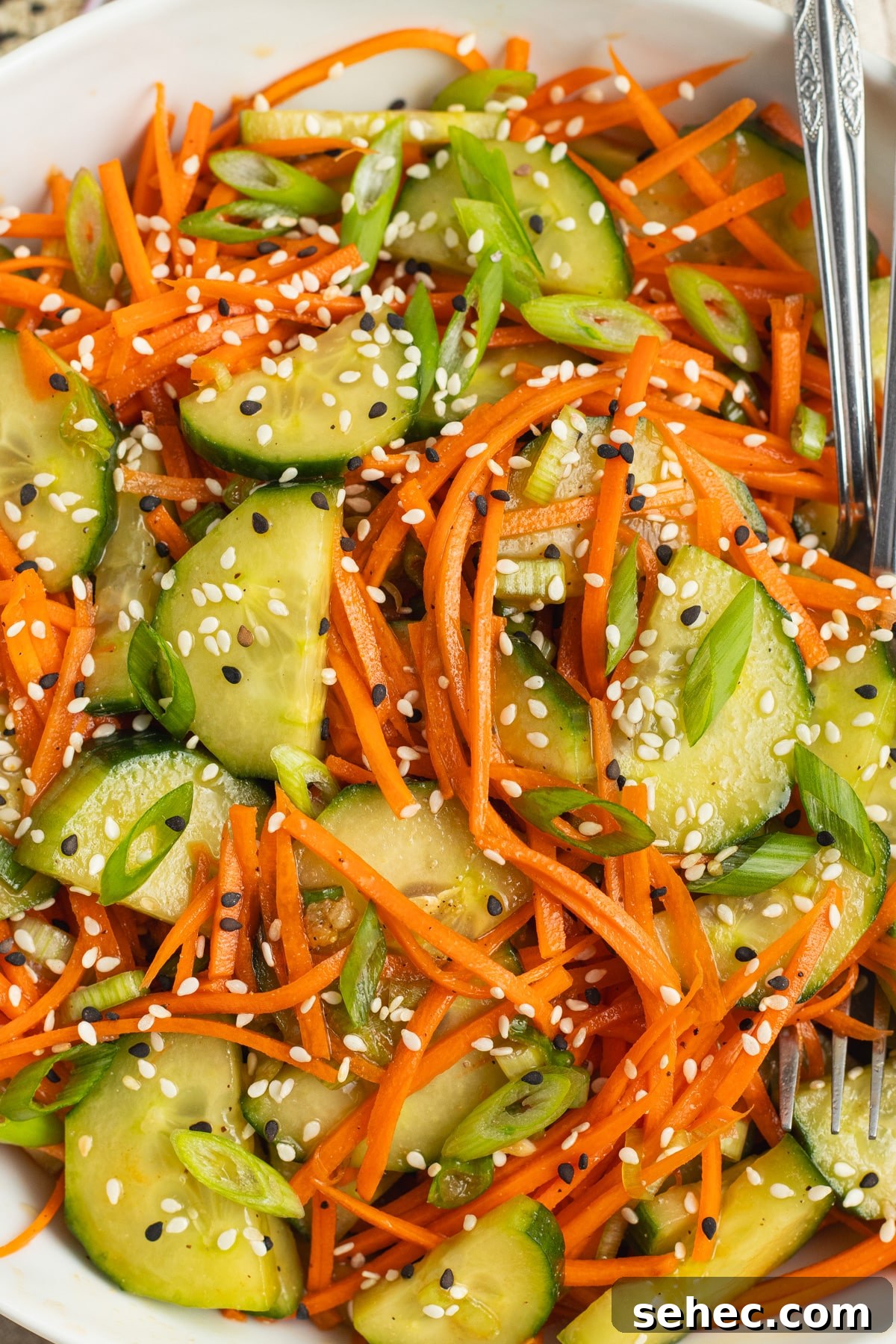 Crunchy Cucumber Carrot Salad Recipe 8 This is a close-up picture of salad