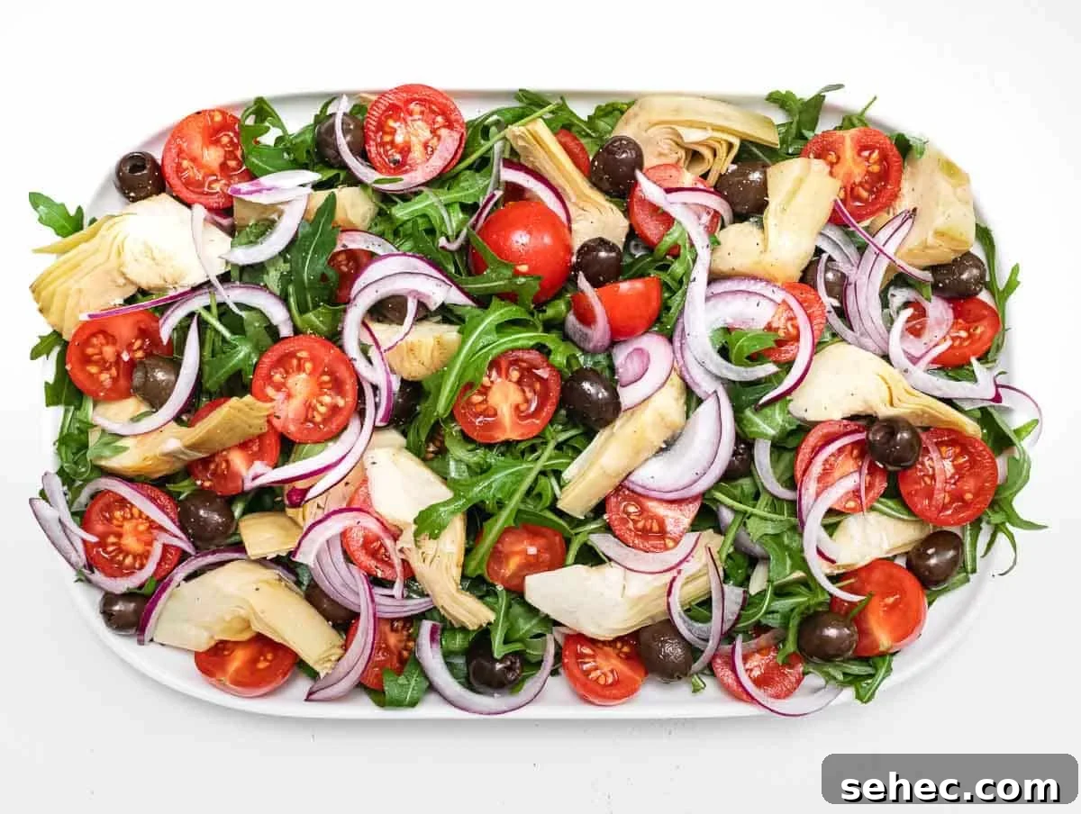 Mediterranean Artichoke Salad with Lemon Vinaigrette 5 platter with artichoke salad